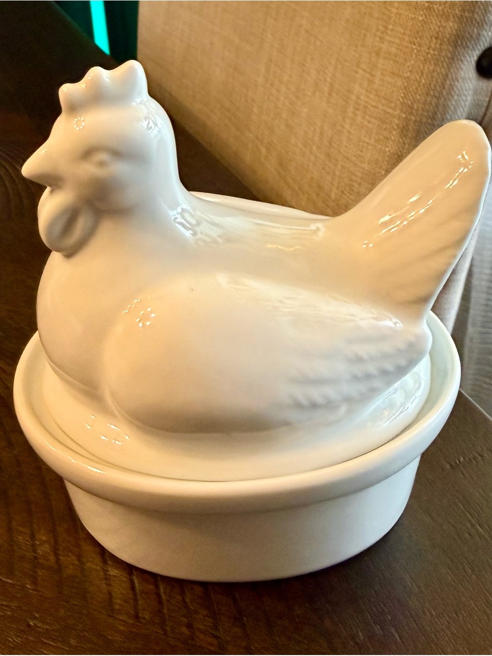 Vintage BIA Cordon Bleu White Porcelain Hen on Nest Covered Dish/ Butter Keeper